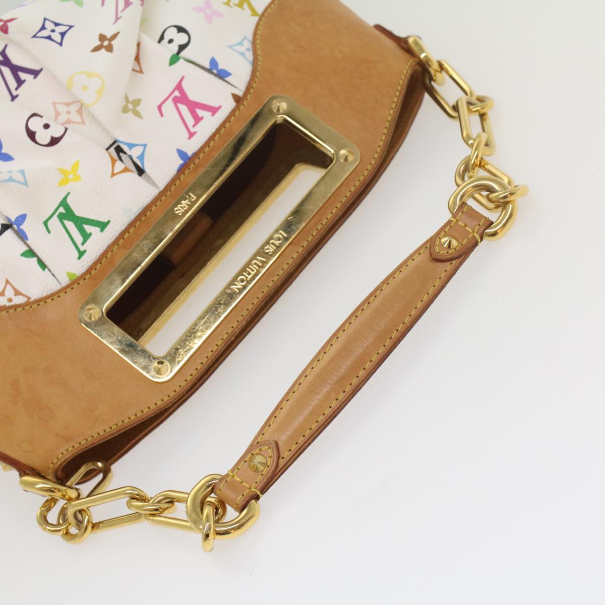 LOUIS VUITTON Monogram Multicolor Judy PM Shoulder Bag White M40257 yk8990