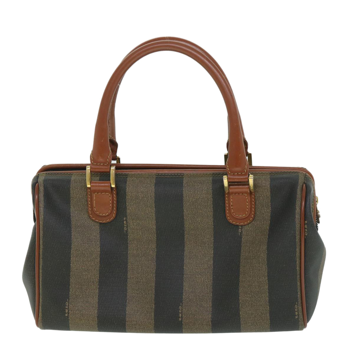 Luxury FendiPecan Canvas Hand Bag 2way Black Brownyk8994