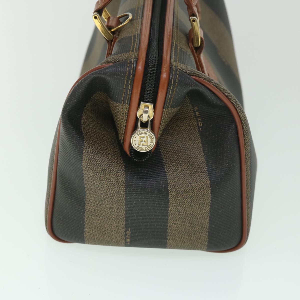 Luxury FendiPecan Canvas Hand Bag 2way Black Brownyk8994