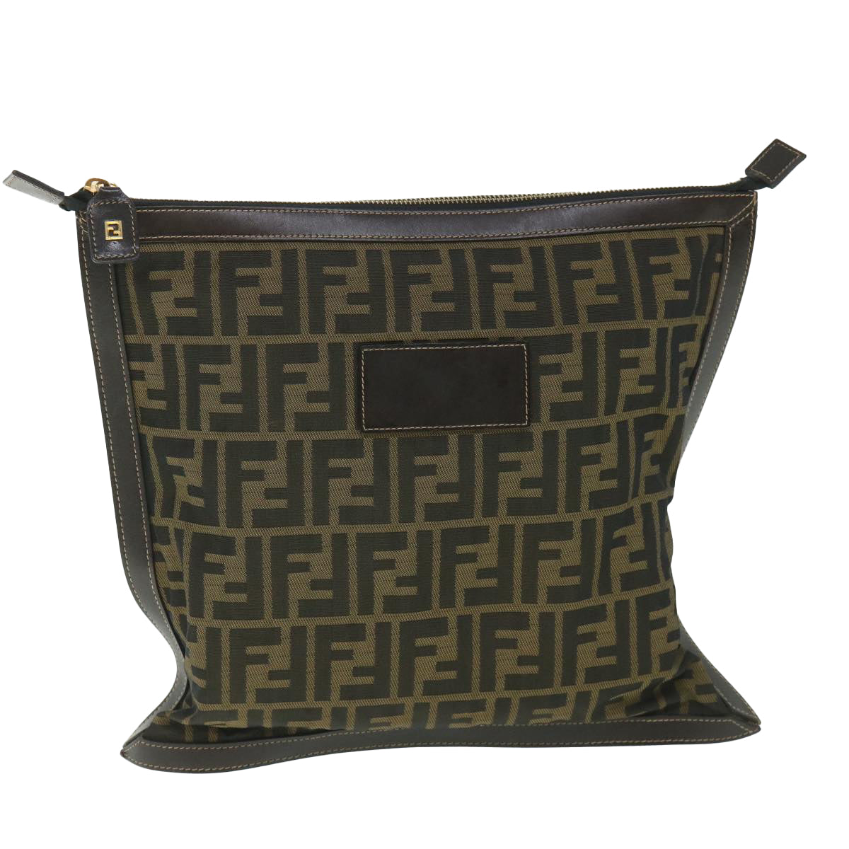 Luxury FendiZucca Canvas Clutch Bag Black Brownyk9025