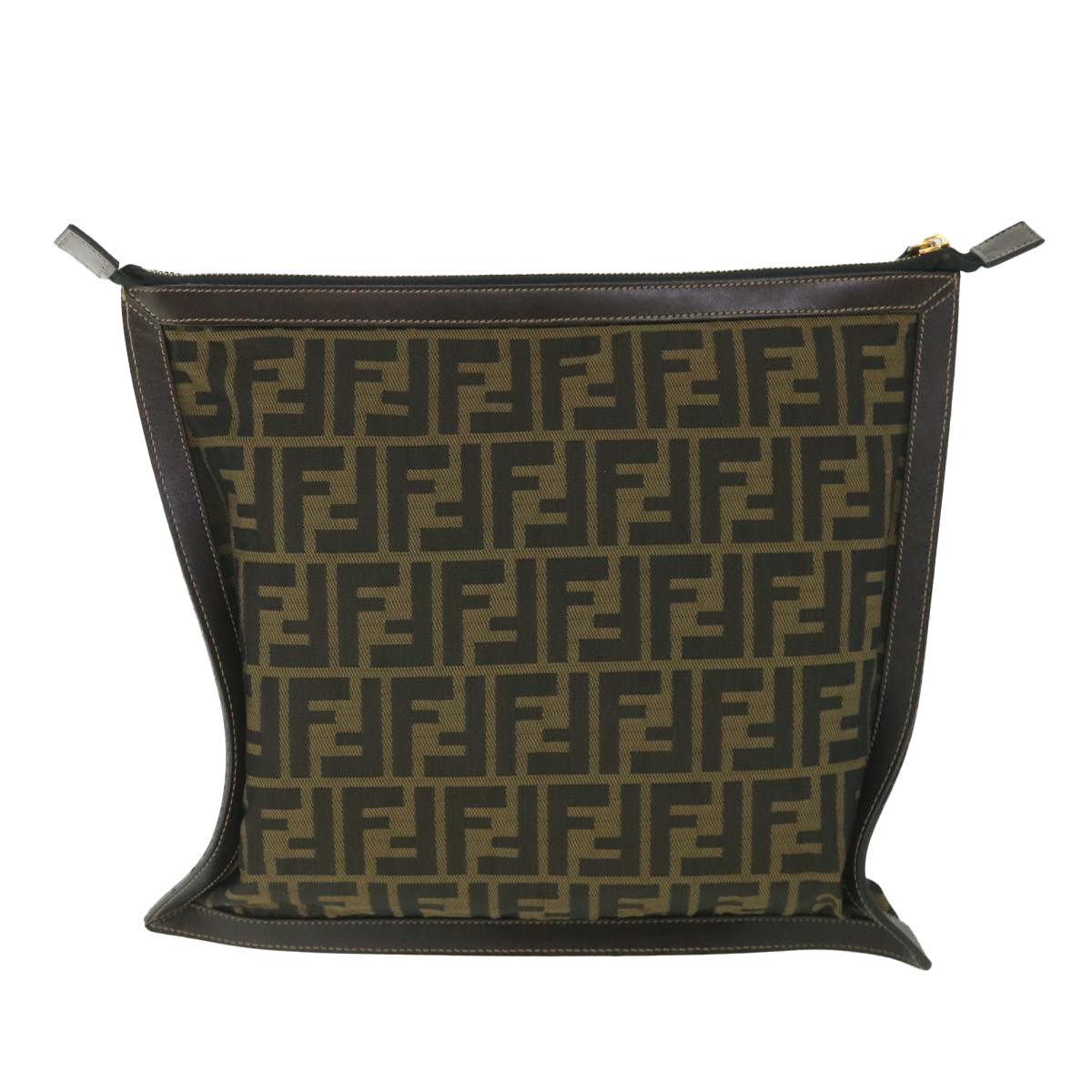 Luxury FendiZucca Canvas Clutch Bag Black Brownyk9025