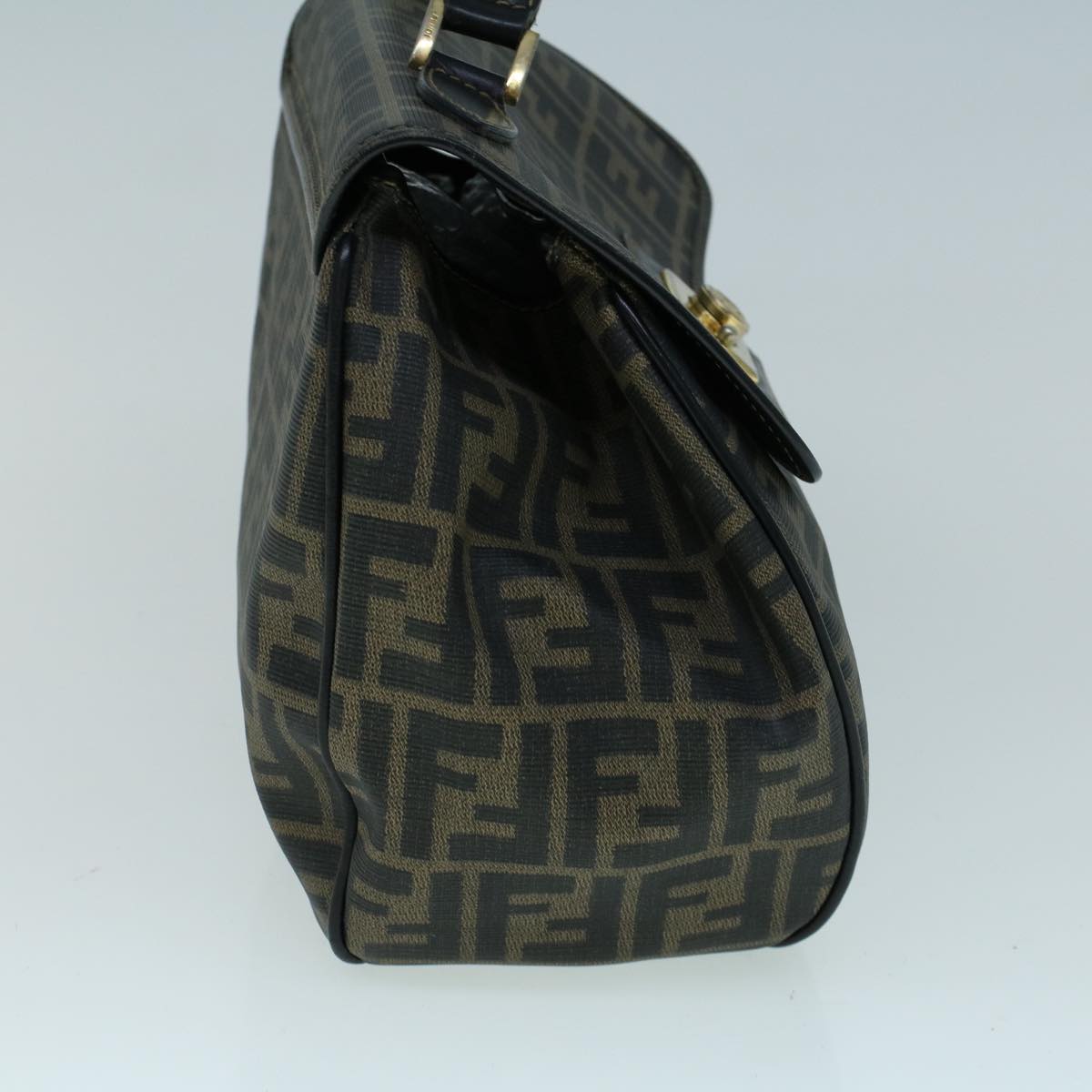 Luxury FendiZucca Canvas Shoulder Bag Coated Canvas Brown Blackyk9059