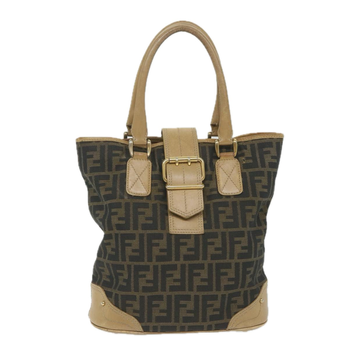 Luxury FendiZucca Canvas Tote Bag Black Brownyk9074