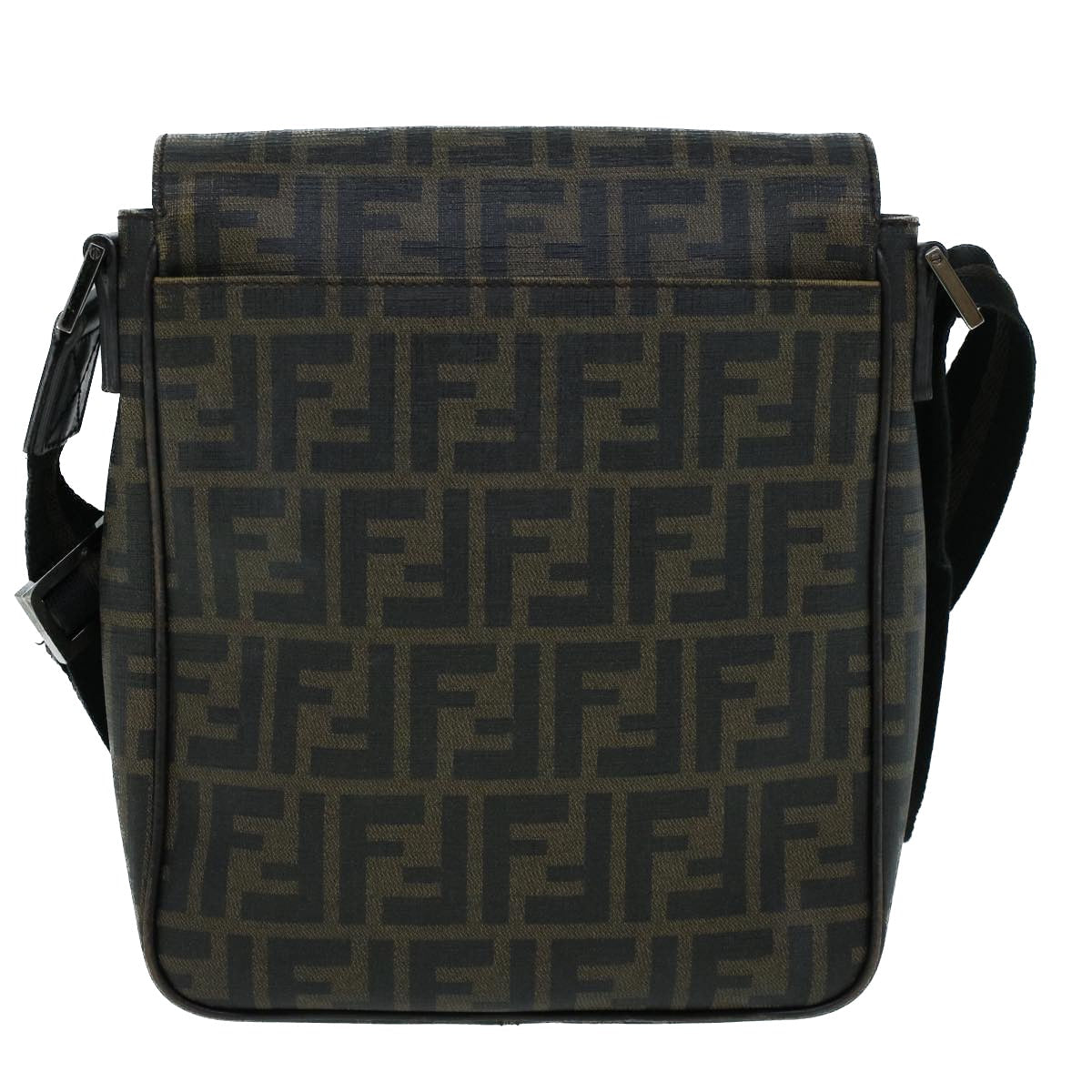 Luxury FendiZucca Canvas Shoulder Bag Black Brownyk9104