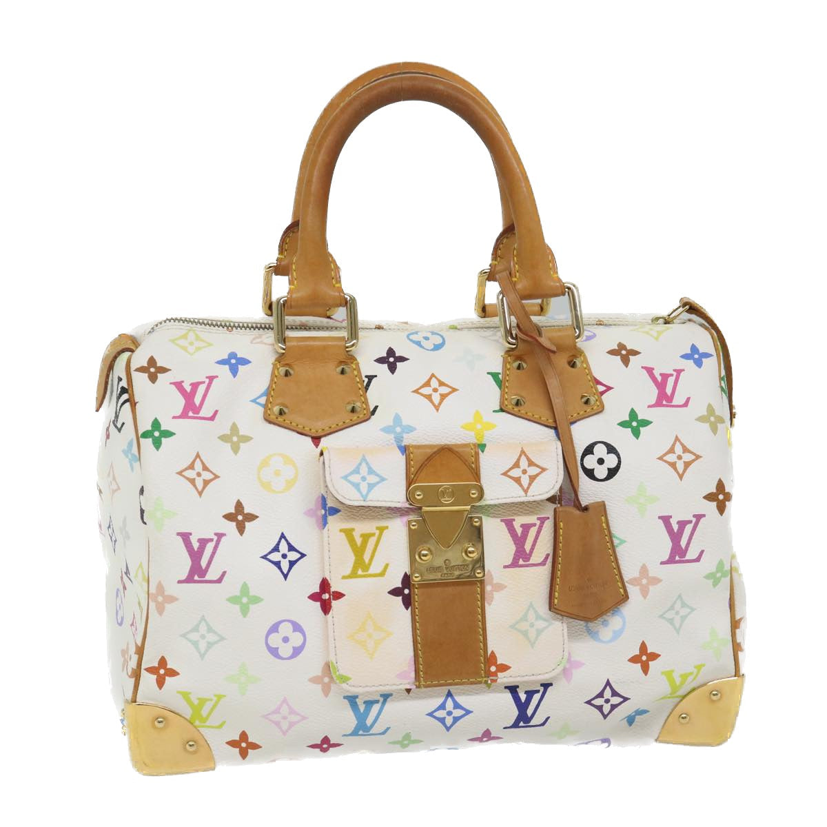 LOUIS VUITTON Monogram Multicolor Speedy 30 Hand Bag White M92643 LV yk9115