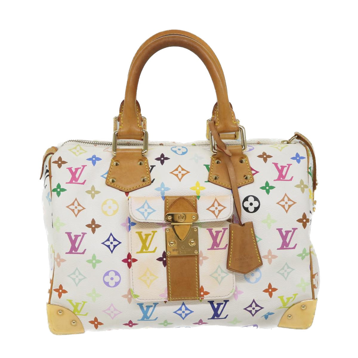LOUIS VUITTON Monogram Multicolor Speedy 30 Hand Bag White M92643 LV yk9115