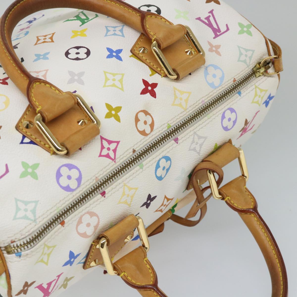 LOUIS VUITTON Monogram Multicolor Speedy 30 Hand Bag White M92643 LV yk9115