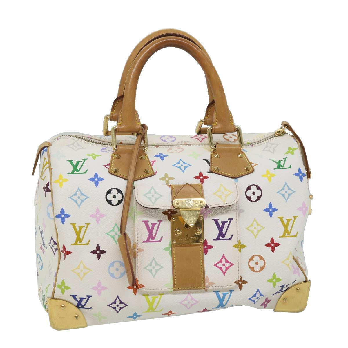 LOUIS VUITTON Monogram Multicolor Speedy 30 Hand Bag White M92643 LV yk9116