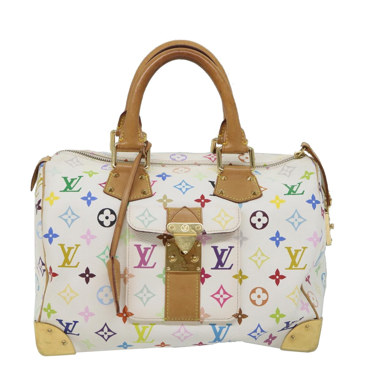 LOUIS VUITTON Monogram Multicolor Speedy 30 Hand Bag White M92643 LV yk9116