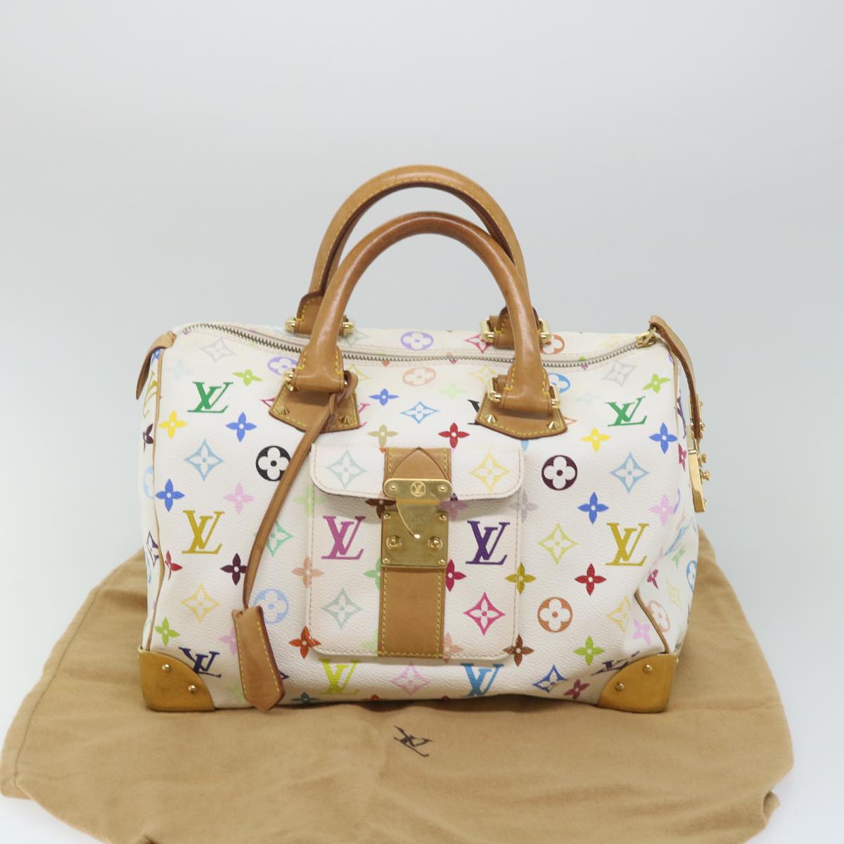 LOUIS VUITTON Monogram Multicolor Speedy 30 Hand Bag White M92643 LV yk9116