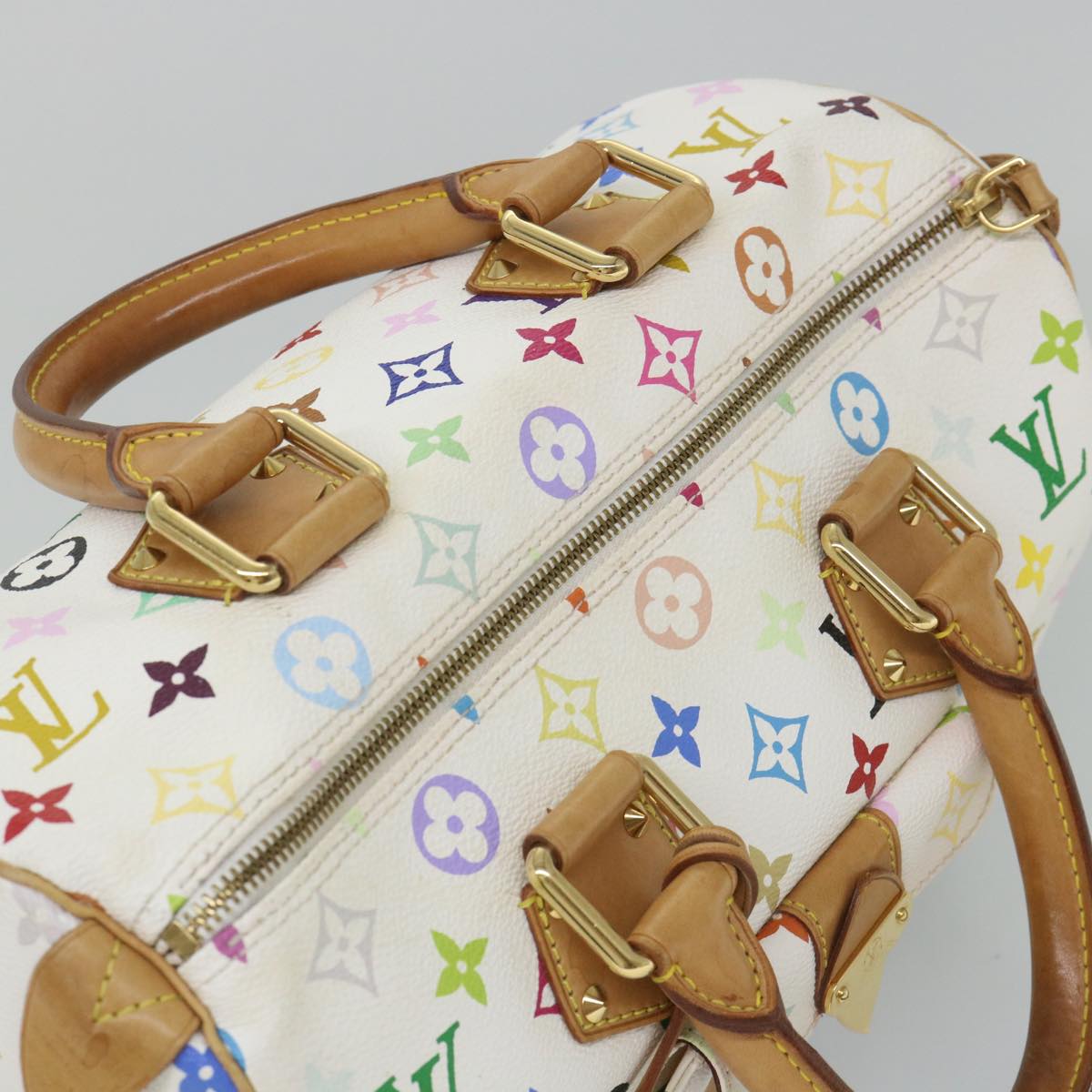 LOUIS VUITTON Monogram Multicolor Speedy 30 Hand Bag White M92643 LV yk9116