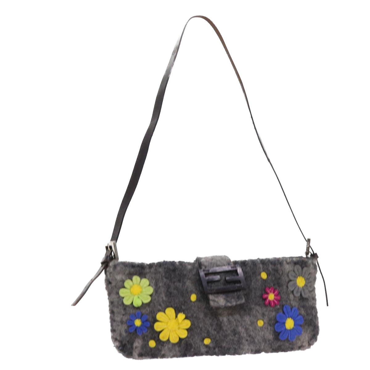 Luxury FendiFlower Mamma Baguette Shoulder Bag Wool Multicoloryk9152