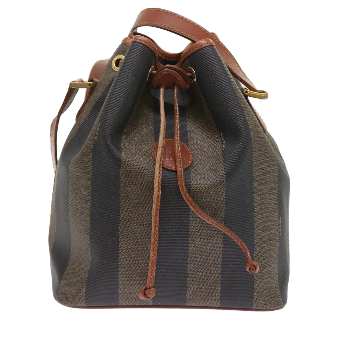Luxury FendiPecan Canvas Shoulder Bag Black Brownyk9185