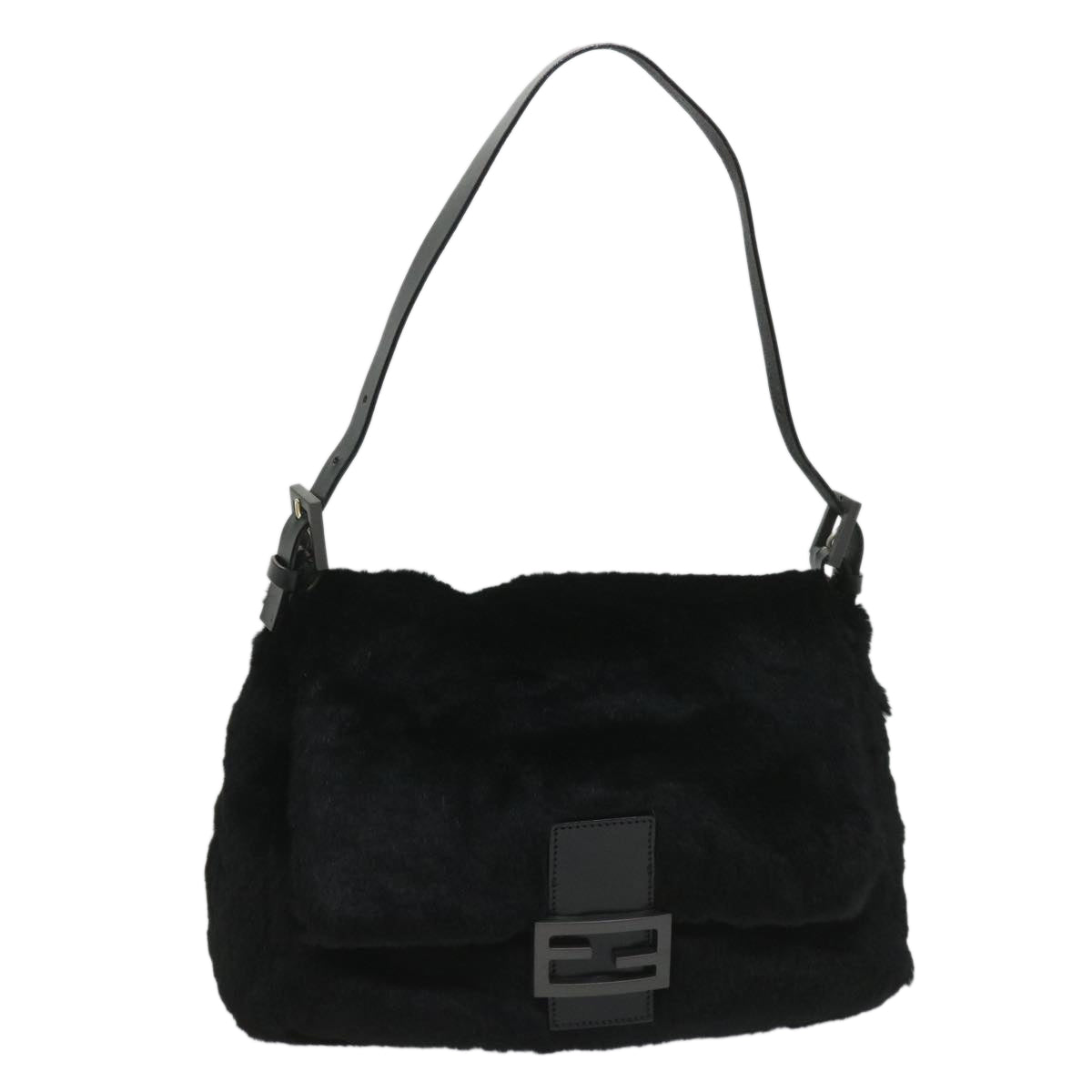Luxury FendiMamma Baguette Shoulder Bag Fur Blackyk9200