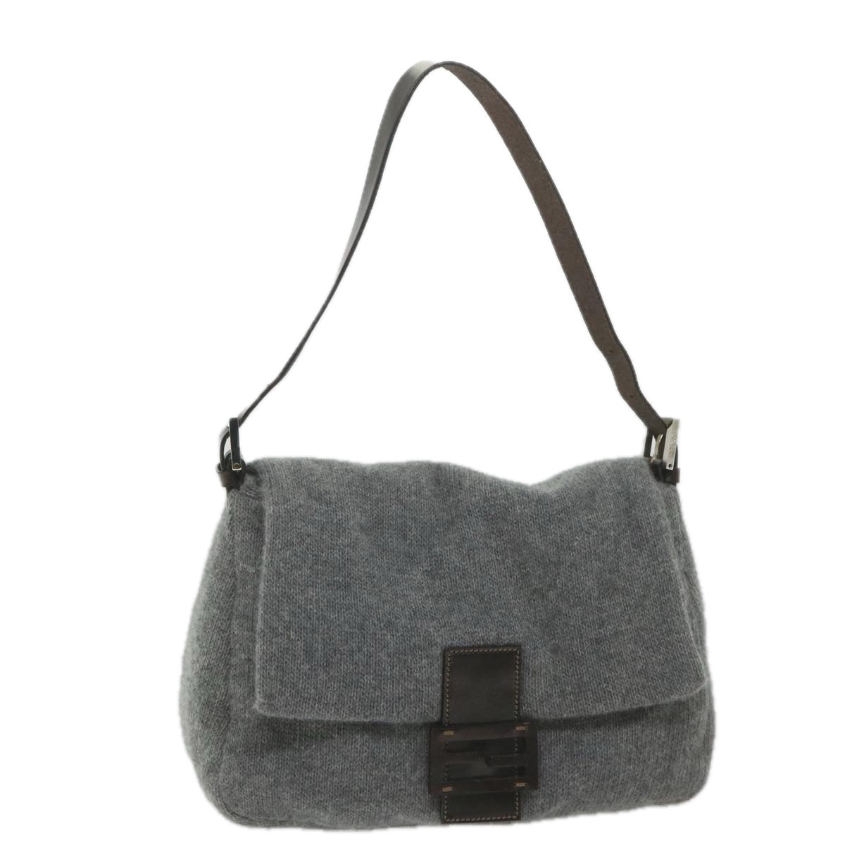 Luxury FendiMamma Baguette Shoulder Bag Wool Gray 2354 26325 099yk9247