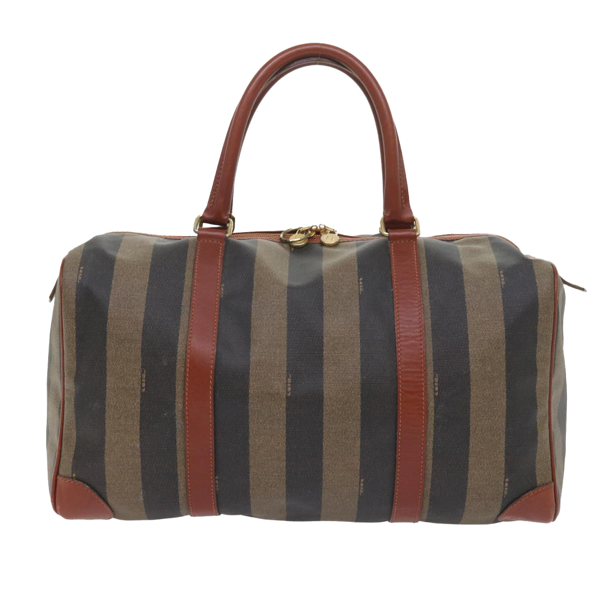 Luxury FendiPecan Canvas Boston Bag Black Brownyk9271