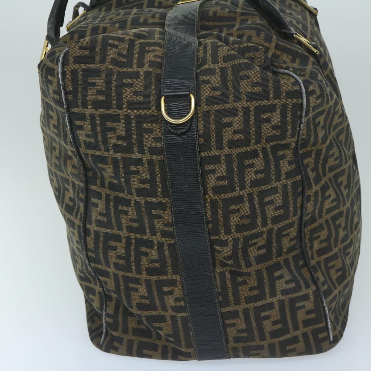 Luxury FendiZucca Canvas Boston Bag Brown Blackyk9376
