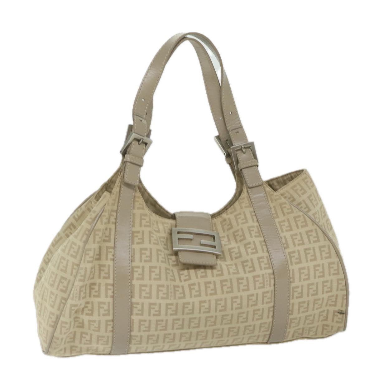 Luxury FendiZucchino Canvas Shoulder Bag Beigeyk9541