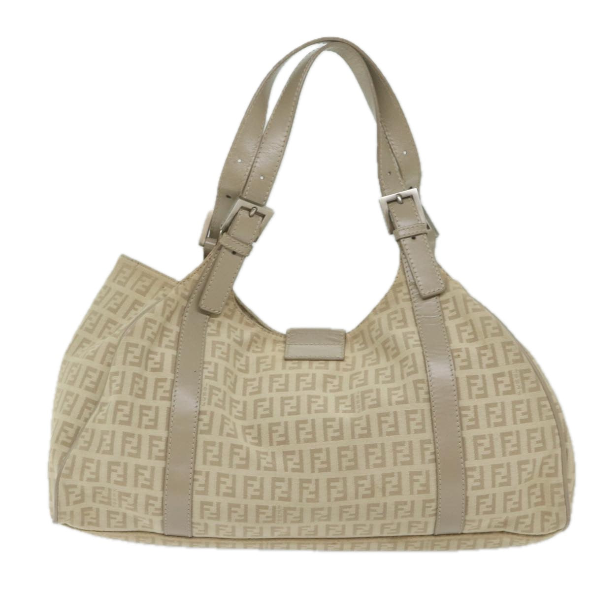 Luxury FendiZucchino Canvas Shoulder Bag Beigeyk9541