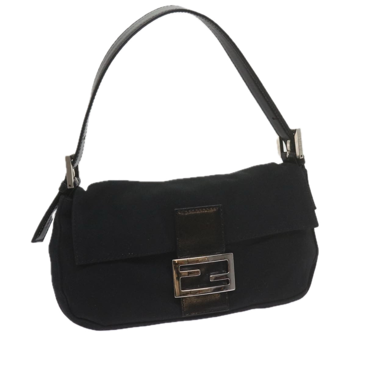 Luxury FendiMamma Baguette Shoulder Bag Nylon Blackyk9545