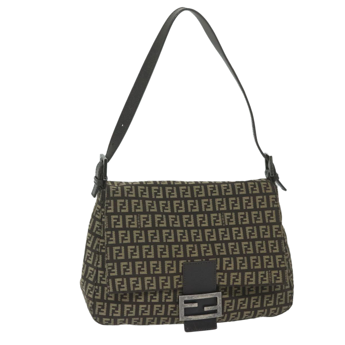 Luxury FendiZucchino Canvas Mamma Baguette Shoulder Bag Brownyk9694