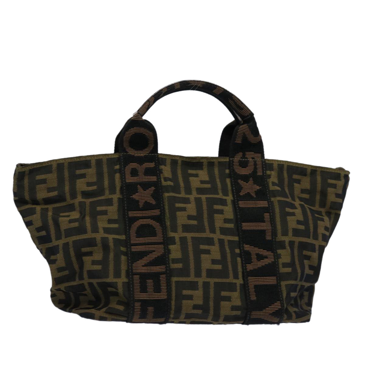 Luxury FendiZucca Canvas Hand Bag Brownyk9822