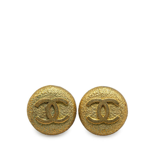 Chanel Vintage Coco Mark Round Earrings Gold