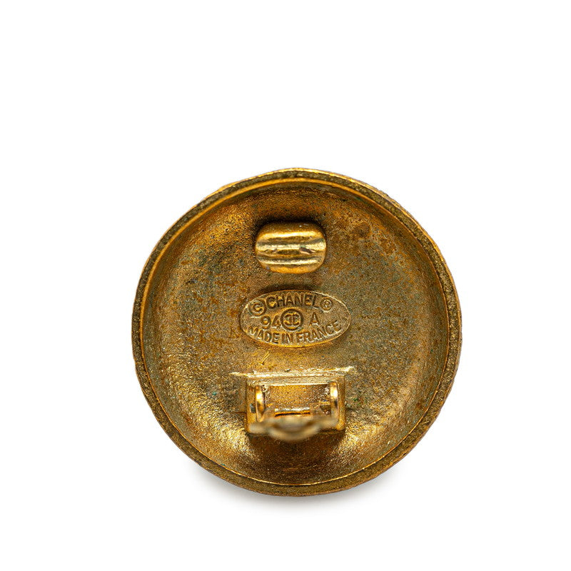 Chanel Vintage Coco Mark Round Earrings Gold