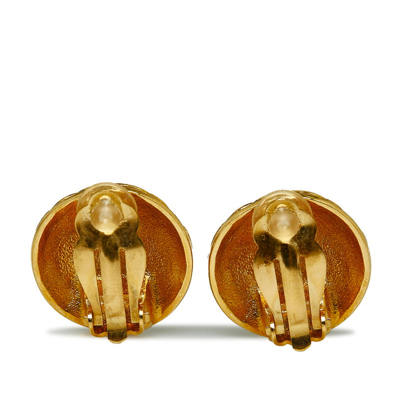 Chanel Vintage Coco Mark Earrings Gold Plated