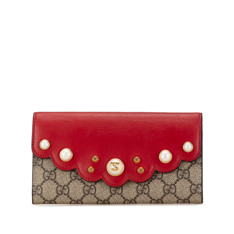 Luxury Gucci Trending 2025 GG Supreme Faux Pearl Wallet