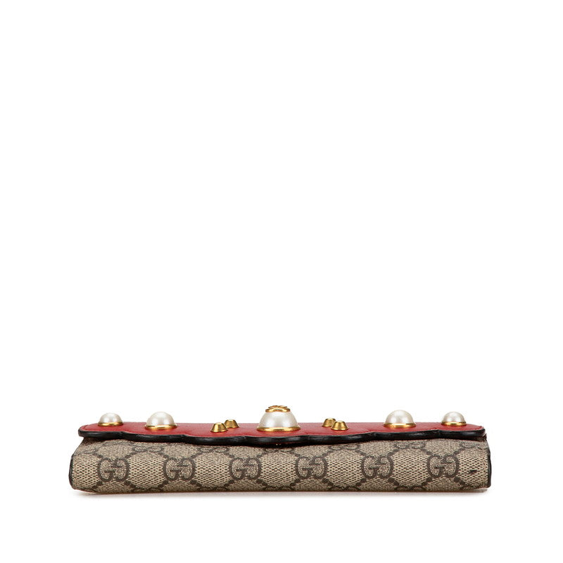 Luxury Gucci Trending 2025 GG Supreme Faux Pearl Wallet