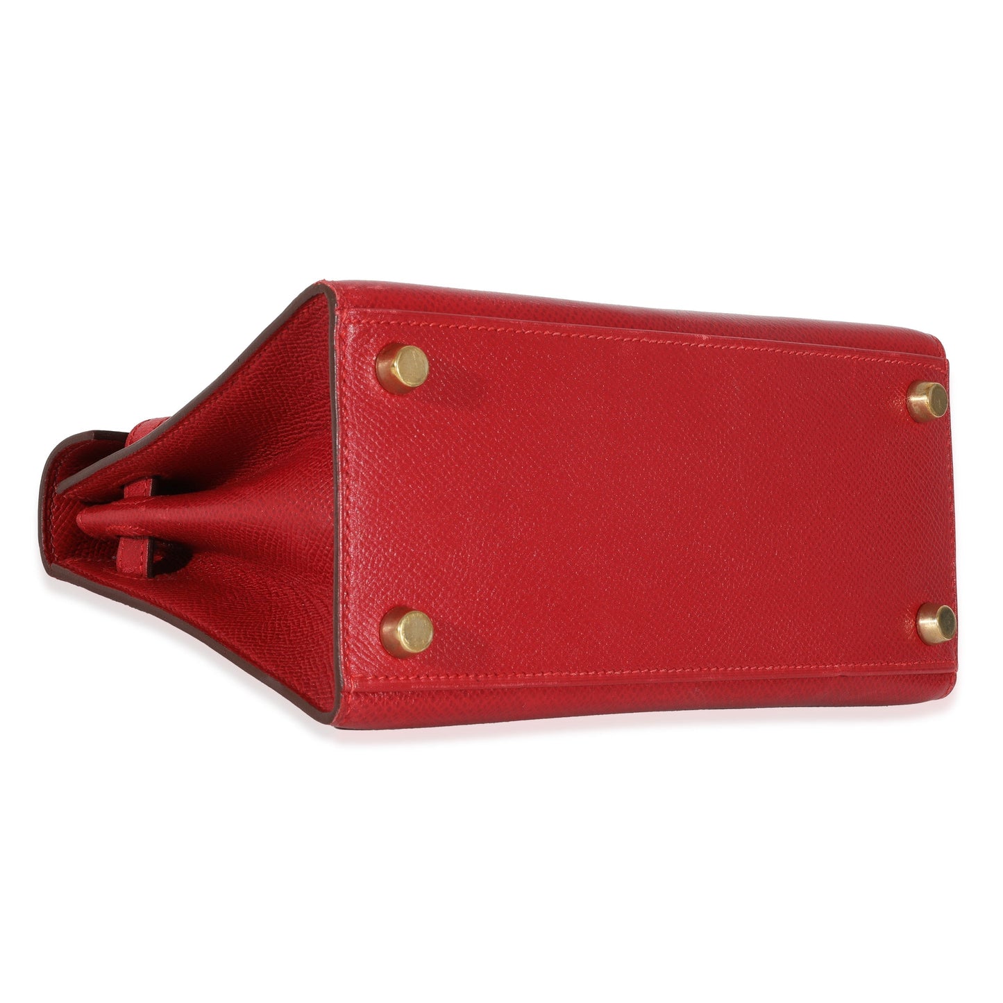 Luxury Hermes Vintage Rouge Vif Courchevel Mini Sellier Shoulder Kelly 20 GHW