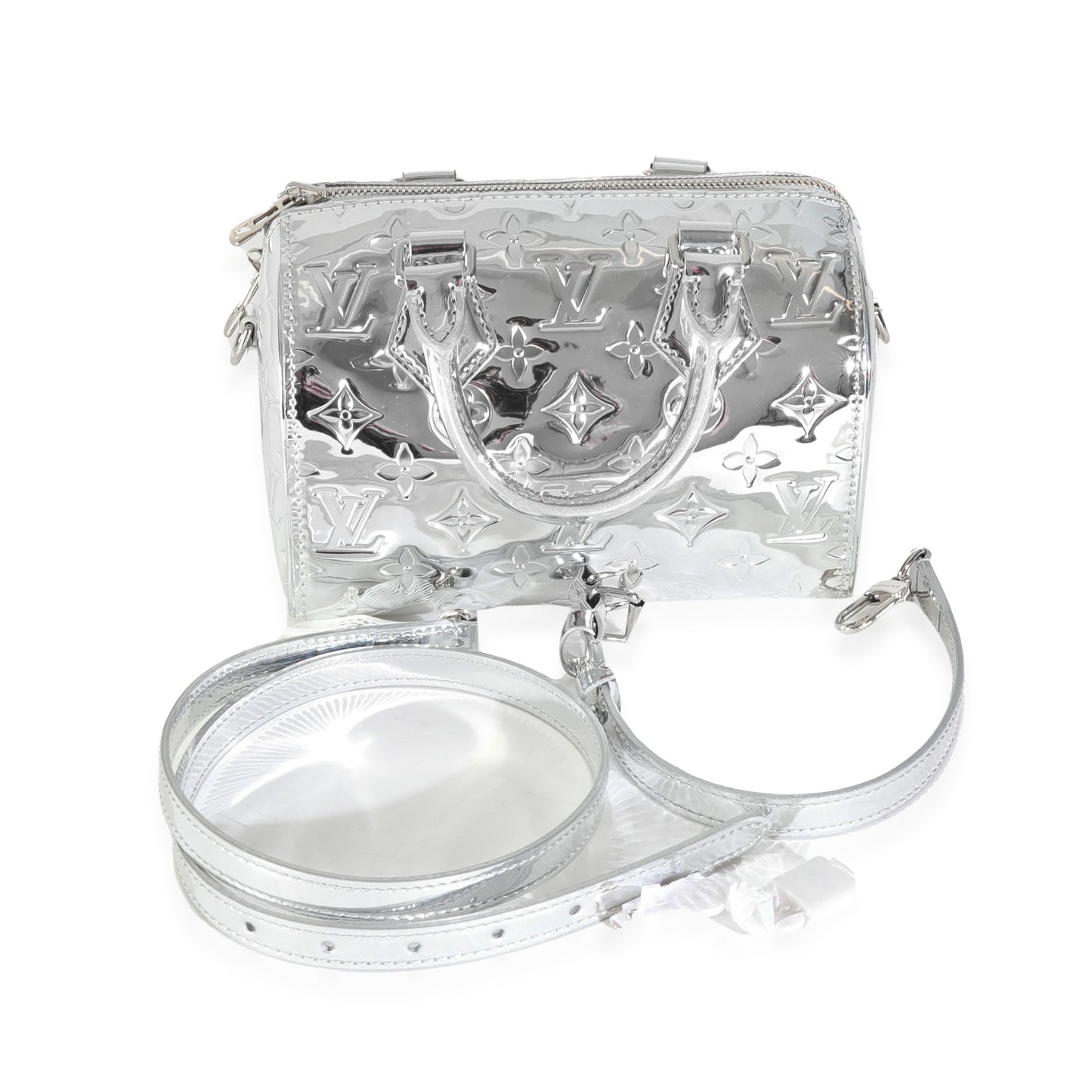 Louis Vuitton Silver Monogram Miroir Speedy Bandouliere 20 NM