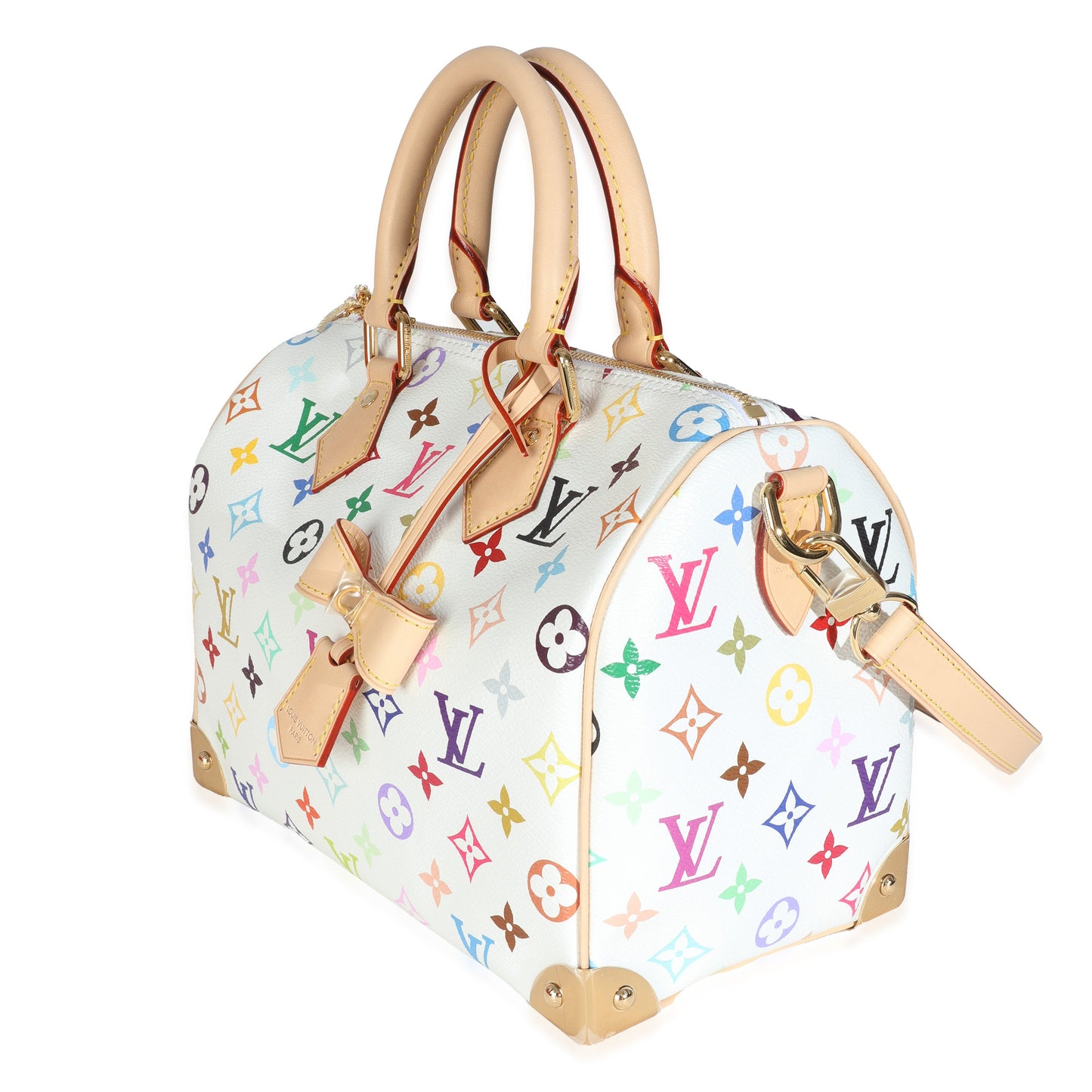 Louis Vuitton x TM Monogram White Multicolor Canvas Speedy Bandouliere 25