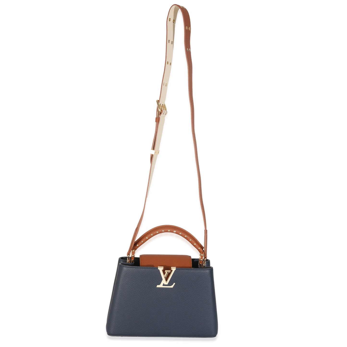 Louis Vuitton Bleu De France Blue Taurillon Studded Capucines BB