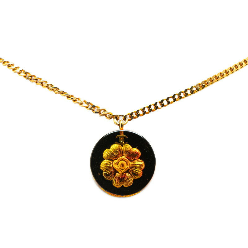 Chanel Camellia Round Necklace Gold Plated